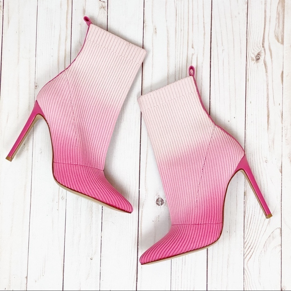 Steve Madden Dianne Pink Ombré Knit Stiletto Boot Size 8 Women